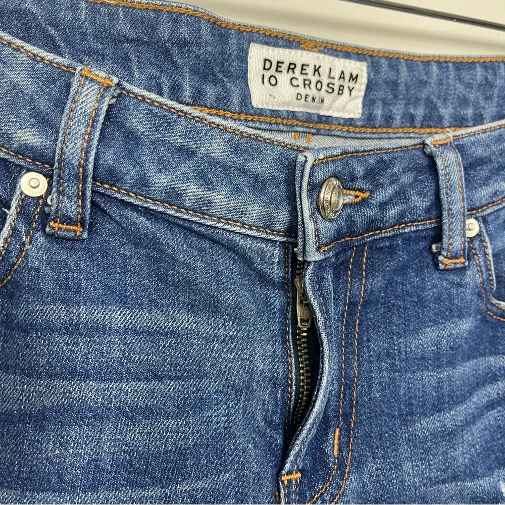 Derek Lam 10 Crosby Mila Mid Rise Girlfriend Patchwork Released Hem Jeans 27 - Picture 9 of 16